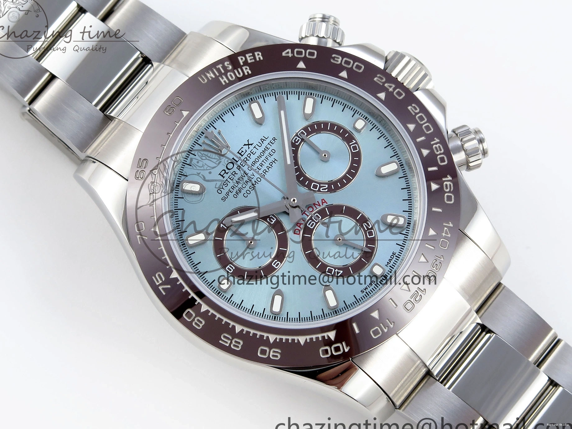 0418 TimelessDesign DAYTONA 116506 SS OMF BEST EDITION ICE BLUE DIAL ON SS BRACELET A7750 (SLIM MOVEMENT) 1811